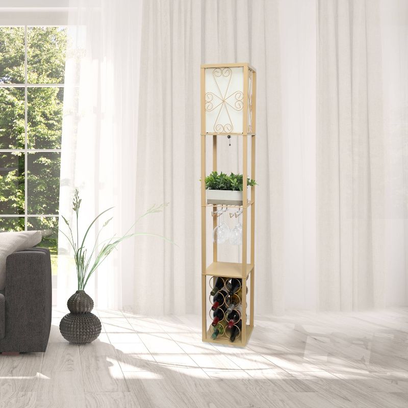 Etagere Organizer Storage Shelf Floor Lamp with Linen Shade - Simple Designs, 4 of 13