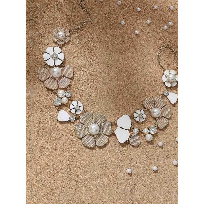 SOHI Women's Sand Beige Party Stone Statement Necklace