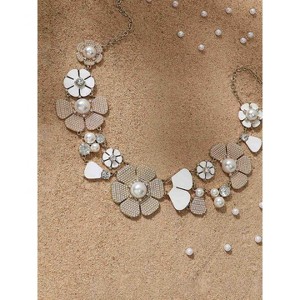 SOHI Women's Sand Beige Party Stone Statement Necklace - 1 of 4
