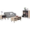 Kings Brand Furniture Nathan 3-Piece Living Room Set with Sideboard Cabinet, Coffee Table & End Table, Modern Storage, Oak/Black Finish - 3 of 4