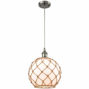 Farmhouse Rope - 1 Light Cord Hung Mini Pendant In Industrial Style-13 Inches Tall and 10 Inches Wide - 1 of 1