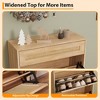 Natural Rattan 3 Flip Drawers Shoe Cabinet with 1 Pull-Out Drawer, Narrow Shoe Storage Cabinet with 3-Tier Adjustable Shelves, Freestanding Shoe Rack - 3 of 4
