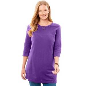 Woman Within Perfect Three-Quarter-Sleeve Scoopneck Tunic - 1 of 4