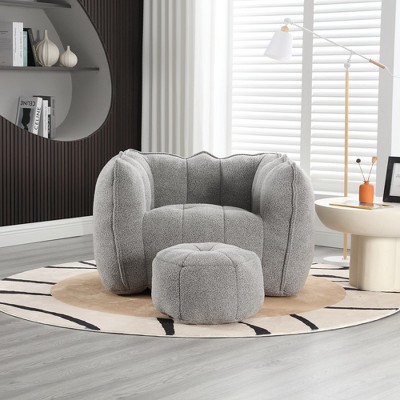 LOVMOR 42.5"Soft Bean Bag Chair with High Resilient Foam(Chips)for living room and bedroom,Coffee