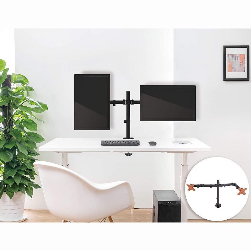 Dual Monitor Mount – Clamp-On Monitor Arm with 2 Adjustable VESA Mounts – Black – Stand Steady, 3 of 9