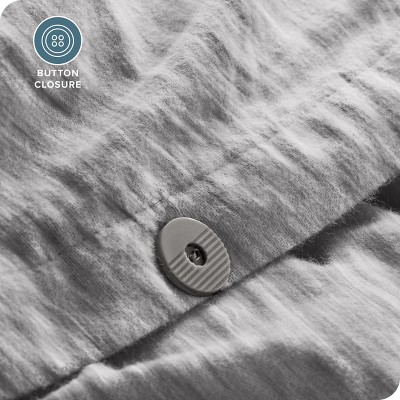 Heather Light Grey Full/Queen Cotton Flannel Duvet Cover Set