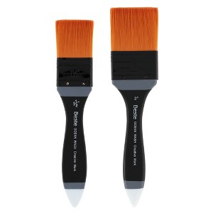 Creative Mark Beste Golden Taklon Ocean Wash 1.5" & 2" Artist Brush, Professional Watercolor Brushes, For Acrylic Painting, Short Handle, Sharp Edges, - 1 of 4