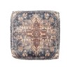 HomeRoots 18" Navy Blue and Terra Cotta Upholstered Medallion Pouf Ottoman - 4 of 4