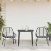 vidaXL 3 Piece Patio Dining Set - Black Poly Rattan Glass - Outdoor Table and Chairs with Cushions for Garden, Patio - 4 of 4