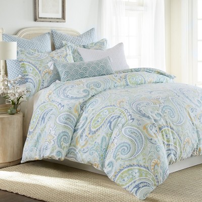 Cortona Full/Queen Green and Blue Cotton Paisley Bedspread Cover Set