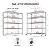 5 Tier Storage Rack Metal Shelf Wire Shelving Unit, Heavy Duty Adjustable Storage Rack with Wheels & Shelf Liners - 2 of 4