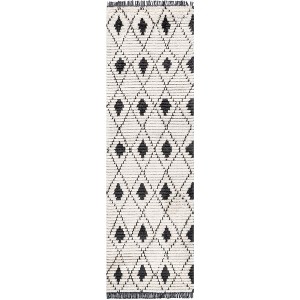 Nuloom Joanna Diamond Trellis Soft Shag Fringe Kitchen Runner Indoor Area Rug - Hallway, Entryway, 2' 8" x 8', Beige - 1 of 4