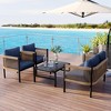 KTMBDW 4-Piece Patio Furniture Set, Outdoor Wicker Furniture with Coffee Table, Modern Rattan Chairs Conversation Set for Porch, Garden, Lawn - 3 of 4