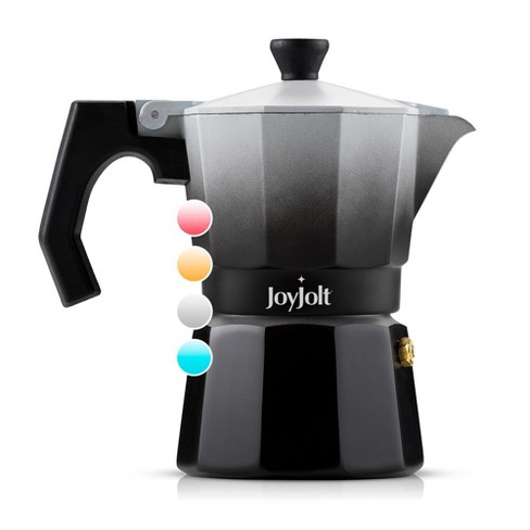 Joyjolt Italian Moka Pot 3 Stovetop Espresso Maker Aluminum Coffee Percolator Coffee Pot - Black : Target