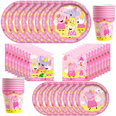Treasures Gifted Princess Peppa Pig Party Supplies Tableware Classic Set for 16 Guests