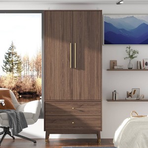 FUFU&GAGA Double Door 2-Drawer Wardrobe Contemporary Design Clothes Storage Organiser - 1 of 4