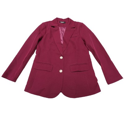 Allegra K Women Notched Lapel Single Breasted Long Sleeve Flap Pocket Straight Lined Business Casual Suit Jacket Blazer
