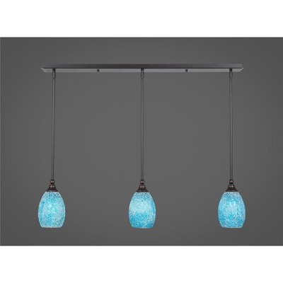 Toltec Lighting Any 3 - Light Chandelier in  Dark Granite with 5" Turquoise Fusion Shade