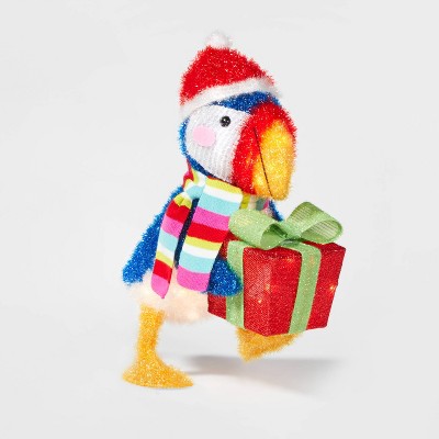 Christmas Tinsel Puffin with Presents with 50 Incandescent Lights  - Wondershop™