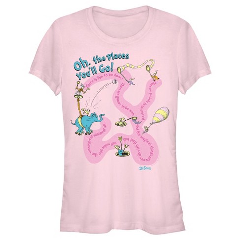 Junior's Dr. Seuss Oh The Places You'll Go Quotes T-shirt - Light Pink