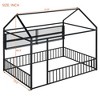 Full-Size Metal Bed Frame in House Style, Complete with Fence and Storage Shelves - 4 of 4