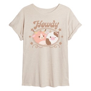 Women's - Squishmallows - Howdy Cows Oversized Graphic T-Shirt - 1 of 4