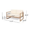 Christopher Knight Home Stefan Outdoor Acacia Wood 4 Seater Chat Set with Water Resistant Cushions, Brown/Beige - 3 of 4