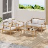 Christopher Knight Home Abbott 4 Piece Patio Woven Rope Acacia Wood Seating Set, Brown - 2 of 4