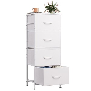 Dresser 4-Drawer Fabric Storage Tower Organizer for Bedroom, Hallway, Entryway, Closets with Steel Frame, Wood Top, Easy Pull Handle - 1 of 4