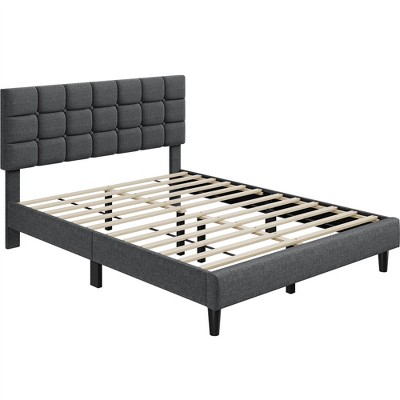 Yaheetech Upholstered Platform Bed Frame with Square Tufted Headboard