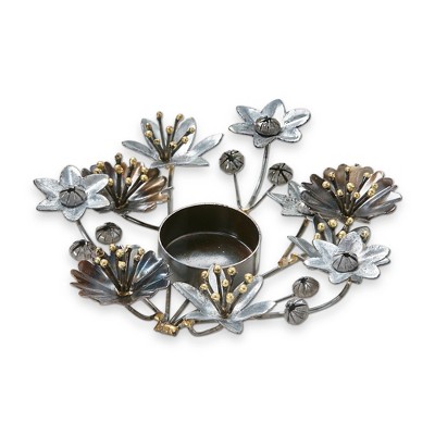 tag Flora Metal Flower Tealight Candle Holder, 6.5L x 6.0W x 1.5H inches, Tabletop Mantel Centerpiece Decorations
