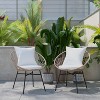 Emma and Oliver Set of Two All-Weather Boho Papasan Style Finish Faux Rattan Rope Patio Chairs with Cushions - 2 of 4
