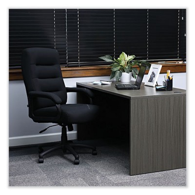 High Back Black Fabric Swivel Office Chair with Fixed Arms