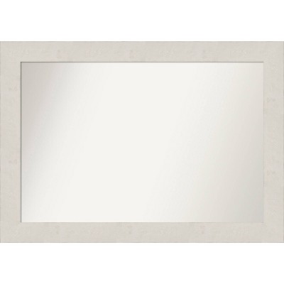 42" x 30" Non-Beveled Rustic Plank White Wall Mirror - Amanti Art: Modern Rectangular, Includes Mounting Hardware