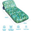Jasonwell Oversized Pool Float Lounge, 72" X 37" XL Fabric-Covered Inflatable Contour Lounger with Headrest, Cooling Pool Raft, Tropical Green - 2 of 4