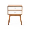 ORRD Mid-Century Modern Nightstand with 2 White Drawers and Solid Wood Legs, Bedside Table for Bedroom - 4 of 4