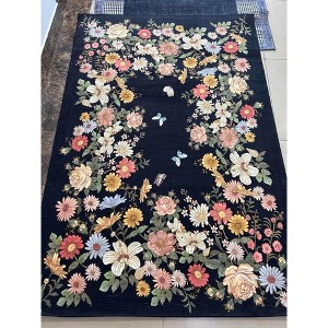 Rugs for Living Room, Washable Floral Area Rug Non Slip Soft, Low Pile Ultra-Thin Carpet for Bedroom, Dining Room, Living Room - 1 of 3
