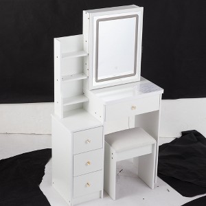 NicBex 29.2" Small Vanity Table with Stool,Vanity Desk with LED Mirror,Makeup Vanity with Touch Control Lights,Tri-color Switching for Bedroom - 1 of 4