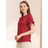 Allegra K Women's Sweet Layered Ruffle Sleeves Polka Dots Blouses - 4 of 4