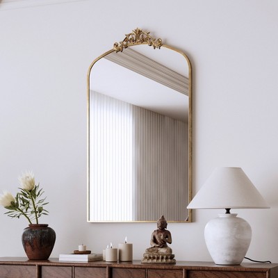 GlasFlength Decorative Wall Mirrors 24*43.3 Inch Bathroom Mirror Modern Wall Decor, Unique Style, for Entryway, Bedroom,Living Room, Washroom, Brown