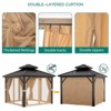 Galvanised Steel Hardtop Gazebo, Heavy Duty Double Roof Outdoor Gazebo with Netting and Sunshade Curtains - 4 of 4