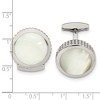 Black Bow Jewelry Stainless Steel & Mother of Pearl Studded Round Cuff Links, 19mm - 2 of 3