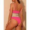 Elerevyo Women's High Waisted Ribbed Adjustable Spaghetti Straps Push Up Swimsuit Bathing Suits 2 Pcs - 3 of 4