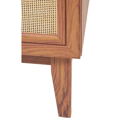 Javer 30" Walnut Rattan Modern Farmhouse Bath Vanity Cabinet