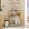 Aheaplus 3 Tier Bookshelf with Tempered Glass Shelf, Metal Frame Storage Shelf with LED Light - 2 of 4