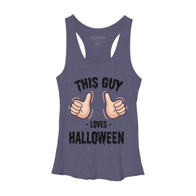 Women's Design By Humans This Guy Loves Halloween By MultimediaOne Racerback Tank Top