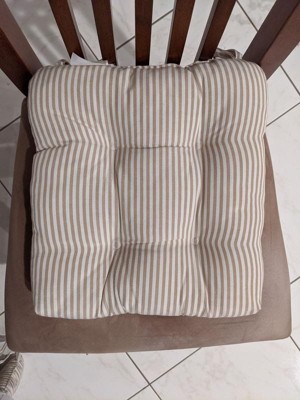 2pk Cotton Farmhouse Ticking Stripe Chair Pads - Lush Décor