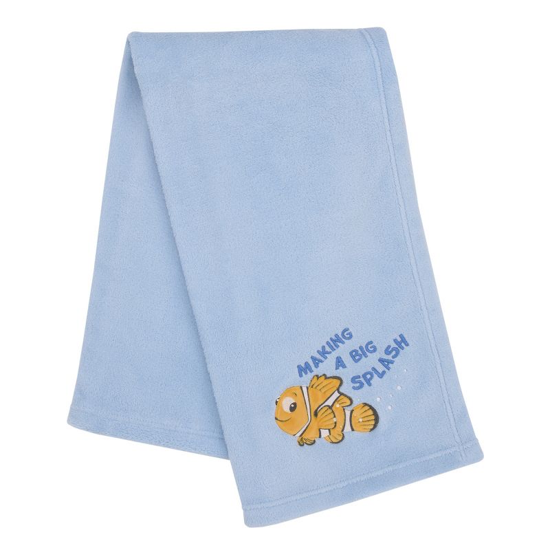 Disney Finding Nemo Cutest Little Catch Light Blue, and Orange Super Soft Appliqued Baby Blanket, 2 of 6