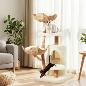 EROMMY 52" Tall Wooden Cat Tree - 1 of 4