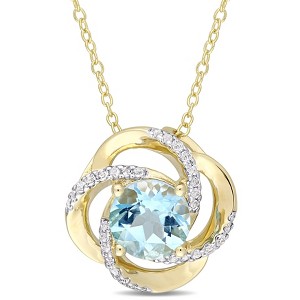 EVERLY JEWELRY | Yellow Plated Sterling Silver 2 3/5ct TGW Sky Blue Topaz Interlaced Floral Swirl Pendant with Chain, 18 inc - 1 of 4